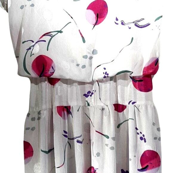 Vintage 80s Anthony Sicari Shirtwaist White Pink Floral Midi Washable - Picture 4 of 5